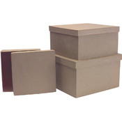 Paper Mache Square Box Set Of 3-8-1/2", 7-1/2", 6"