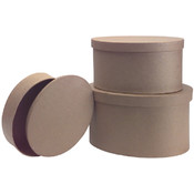 Paper Mache Oval Box Set Of 3-9-1/2", 8-1/2", 7-1/