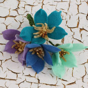 Cassie Fabric Flowers With Beads-Periwinkle