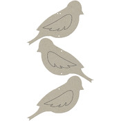 Die-Cut Grey Embellishment-Triple Bird Wallhanging