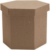 Paper Mache Tall Hexagon Box-3"X3"X3"