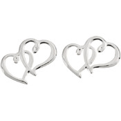 Sweetheart Charms 12/Pkg-Double Hearts/Silver