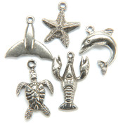 Metal Charm Mix 5/Pkg-Under The Sea