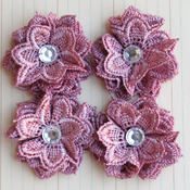 Vintage Lace Daisies Fabric Flowers W/Gem-Mauve