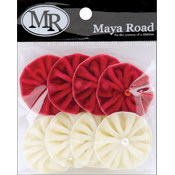 Velvet Pleats Fabric Embellishments-Cream &amp; Red