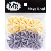 Velvet Pleats Fabric Embellishments-Yellow &amp; Gray