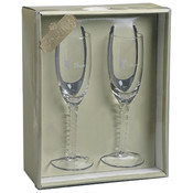 Bride &amp; Groom Champagne Glasses 8"-