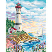 Paint By Number Kit 14"X11"-Lighthouse At Sunrise