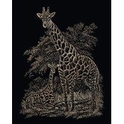 Copper Foil Engraving Art Kit 8"X10"-Giraffe &amp; Bab