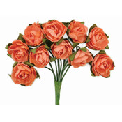 Mini Paper Blooms .5" Flower On Wire Stem-Coral