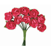 Mini Paper Blooms .5" Flower On Wire Stem-Hot Pink