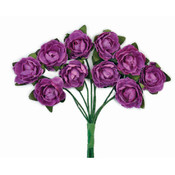Mini Paper Blooms .5" Flower On Wire Stem-Grape