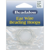 Ear Wire Beading Hoops Large 30mm 12/Pkg-Silver Pl
