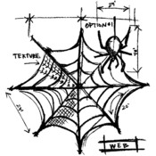 Red Rubber Stamp-Web Sketch 4"X3.5"