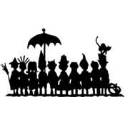 Red Rubber Stamp-Trick Or Treaters 3"X5.5"
