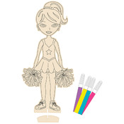 All Dolled Up Wood Doll Kit-Cheerleader