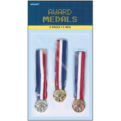 Award Medals 1.5" 3/Pkg-Bronze, Silver &amp; Gold