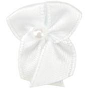 Ribbon Bows w/Pearl Center 40/Pkg-White