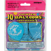 Printed Balloons 12" -Happy 1st Birthday - Blue