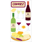 Dimensional Stickers 2.75"x6.75"-Wine &amp; Cheese