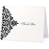 Damask Flocked Thank You Cards/Envelopes 12/Pkg-A2