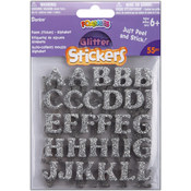 Foam Glitter Stickers 55/Pkg-Alphabet-Silver