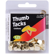 Thumb Tacks-Goldtone 125/Pkg