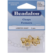Lobster Heart Clasp 5/Pkg-Gold Plated