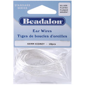 Kidney Ear Wires 44mm 18/Pkg-Silver Plated