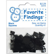 Favorite Findings Sew-On Square Gems-Black 41/Pkg