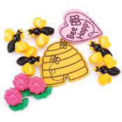 Favorite Findings Buttons-Bee Happy 9/Pkg