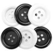 Favorite Findings Big Basic Buttons 6/Pkg-Black &