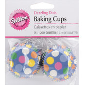Baking Cups-Dazzling Dots 75/Pkg - Mini