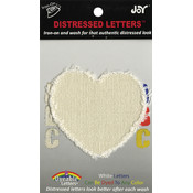 Iron-On White Distressed Heart 2.5"