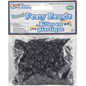 Barrel Pony Beads 9mmx6mm 175/Pkg-Black