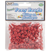 Barrel Pony Beads 9mmx6mm 175/Pkg-Red