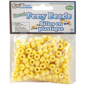 Barrel Pony Beads 9mmx6mm 175/Pkg-Yellow