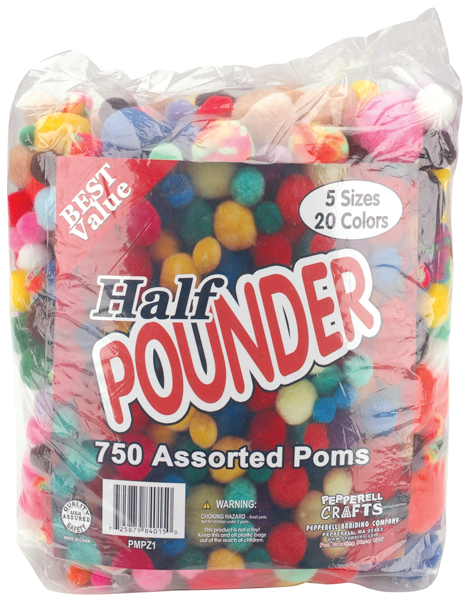 Wholesale Pom Poms Assorted 750 / Pkg-Standard Colors(2x.76)
