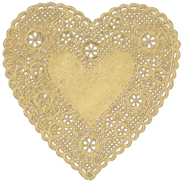 Wholesale Foil Paper Doilies6" Gold Heart 18/Pkg (SKU 654889) DollarDays