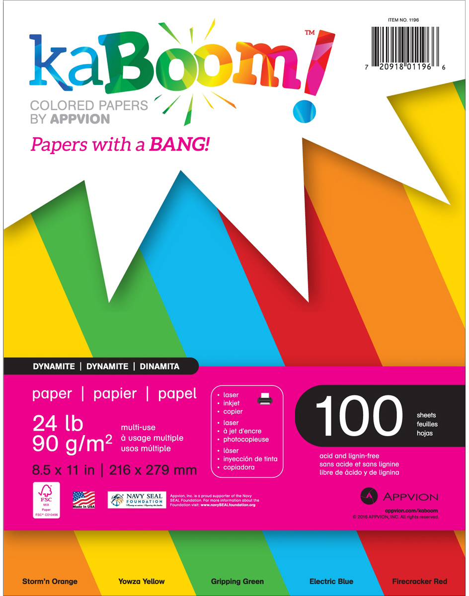 Appvion Kaboom! Colored 24LB Paper Pack 8.5