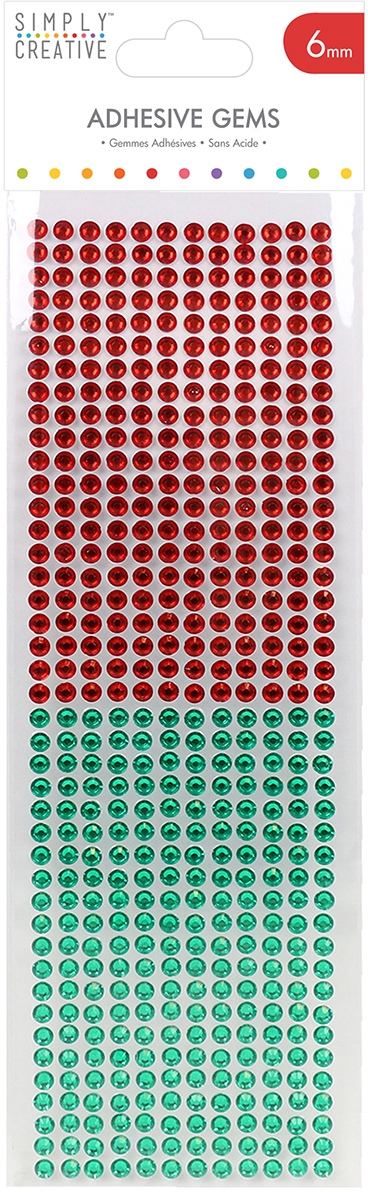 Wholesale Simply Creative Gems 6MM, 504 / Pkg-Red & Green(8x.41)