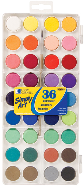 Wholesale Simply Art Watercolor Cakes - 36 Colors(2x.52)