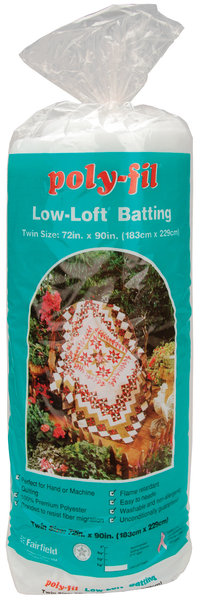 Low-Loft Bonded Polyester Batting-Twin Size 72