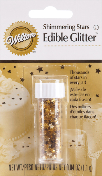 Wholesale Edible Glitter .04 Ounces / Pkg-Gold Stars(4x.01)