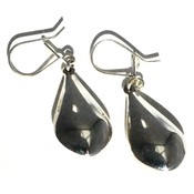 Sterling Silver Puffed Teardrops Dangle Earrings