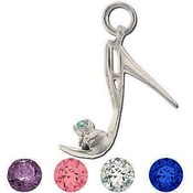 Sterling Silver High Heeled Stiletto CZ Pendant