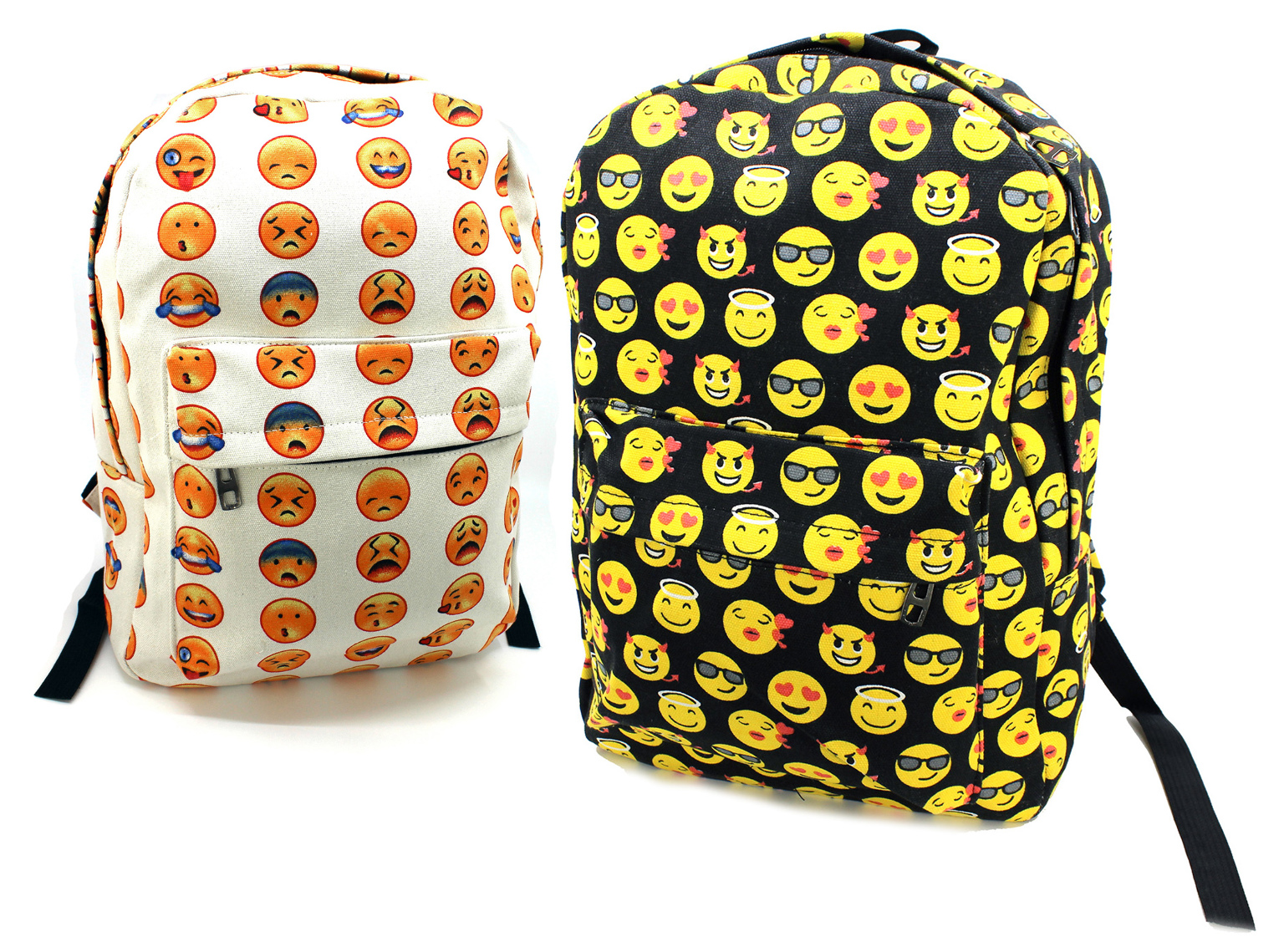 Wholesale 17" Classic Emoji Print Canvas Backpacks DollarDays