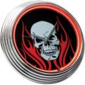 Neon Clock Flaming Skull