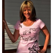 Black Lady Biker Medium Pink Short Sleeve T-Shirt