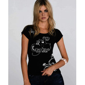 White Lady Biker XX-Large  Black Short Sleeve T-Shirt